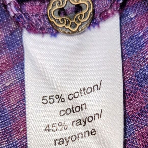 MAURICES Women's Purple & Grey Ornate Long Sleeve Button Front Shirt Size Large - Picture 16 of 16
